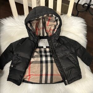 Burberry Black Jacket with Plaid Detail